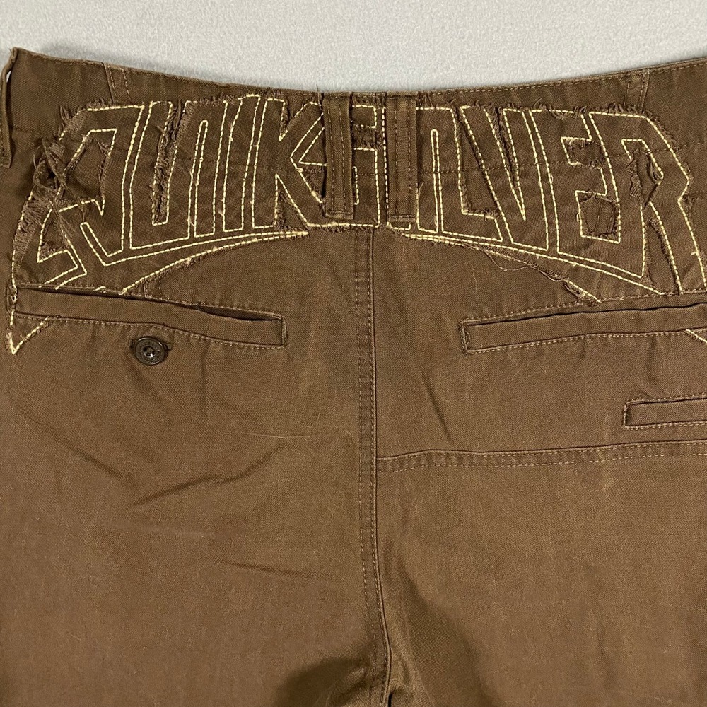 Quiksilver Mens Brown Chino Shorts Embroidered Back Logo Surf Casual Size 34